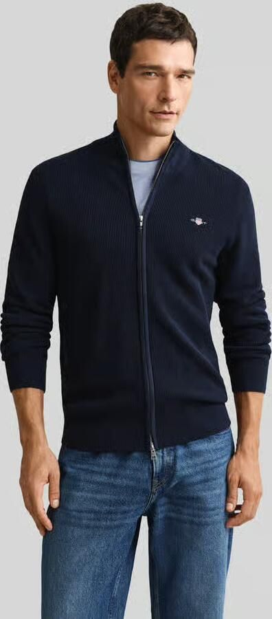 Gant Cardigan met tweewegritssluiting en labelstitching - Foto 5