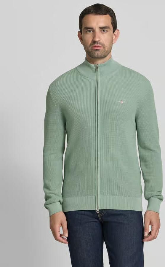 Gant regular fit gebreid jack van puur katoen - Foto 3