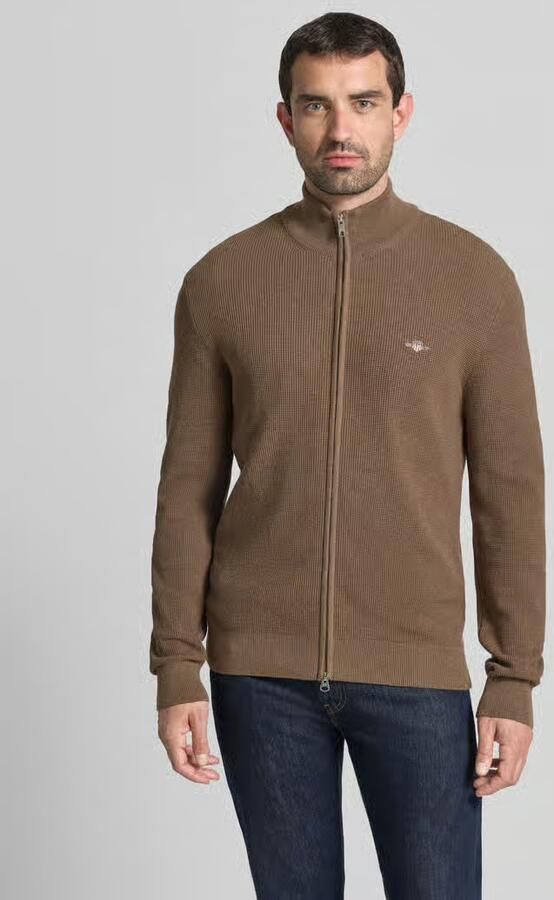 Gant regular fit gebreid jack van puur katoen - Foto 3