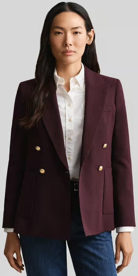 Gant Regular fit korte blazer van wolmix met gouden knopen - Foto 3