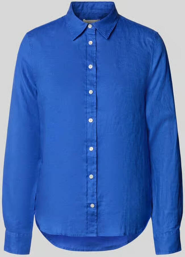 Gant regular fit linnen blouse met labelstitching - Foto 3