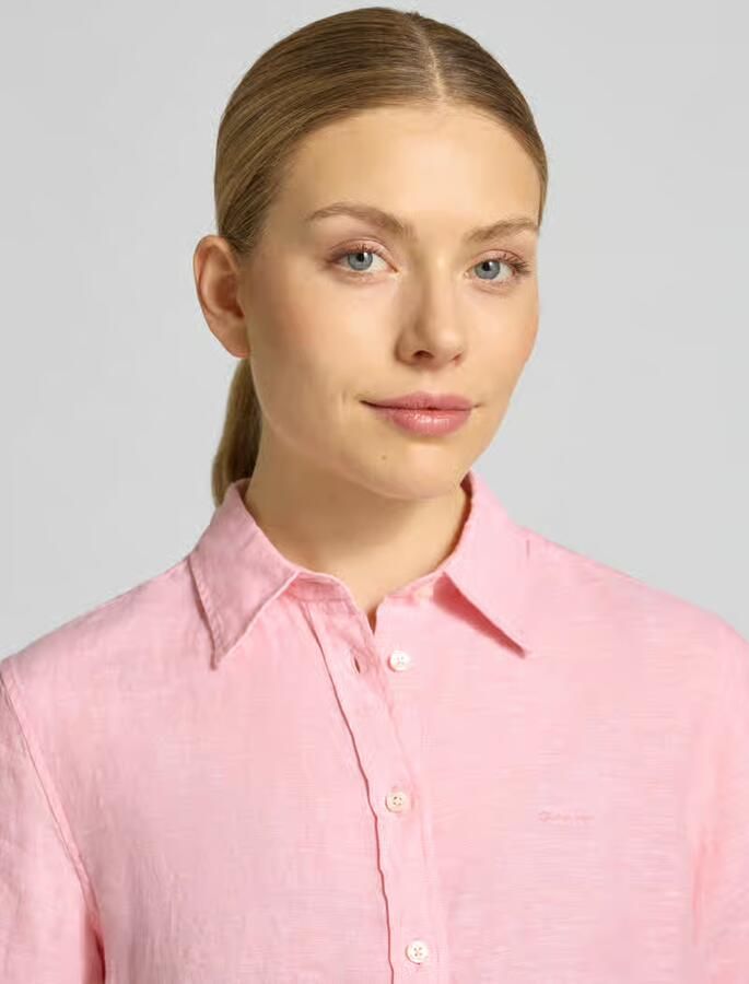 Gant regular fit linnen blouse met labelstitching - Foto 2