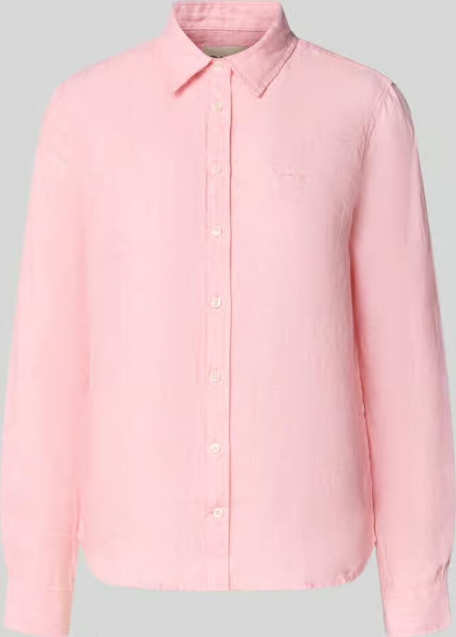 Gant regular fit linnen blouse met labelstitching - Foto 5