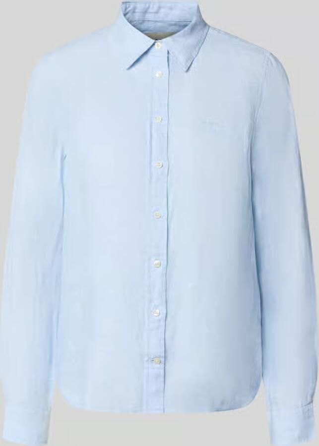Gant regular fit linnen blouse met labelstitching - Foto 6