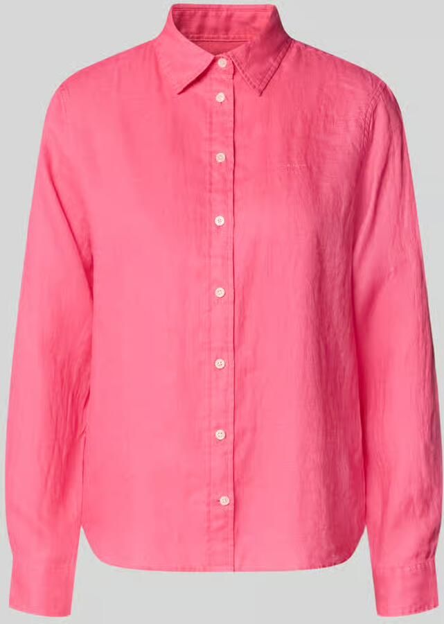 Gant regular fit linnen blouse met labelstitching