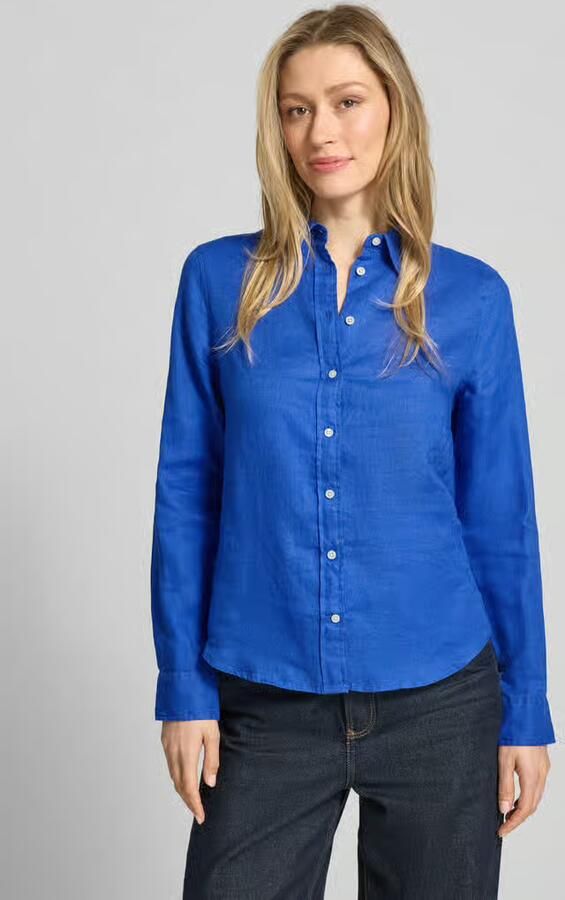 Gant regular fit linnen blouse met labelstitching - Foto 8