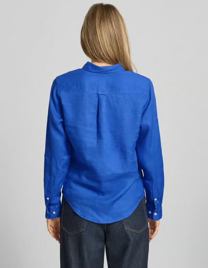 Gant regular fit linnen blouse met labelstitching - Foto 2