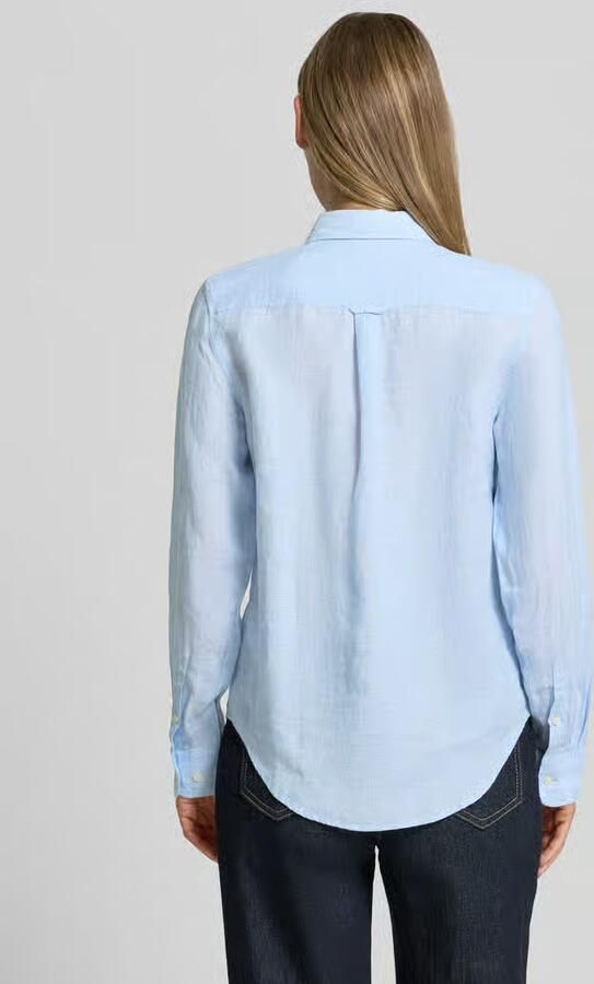 Gant regular fit linnen blouse met labelstitching - Foto 5