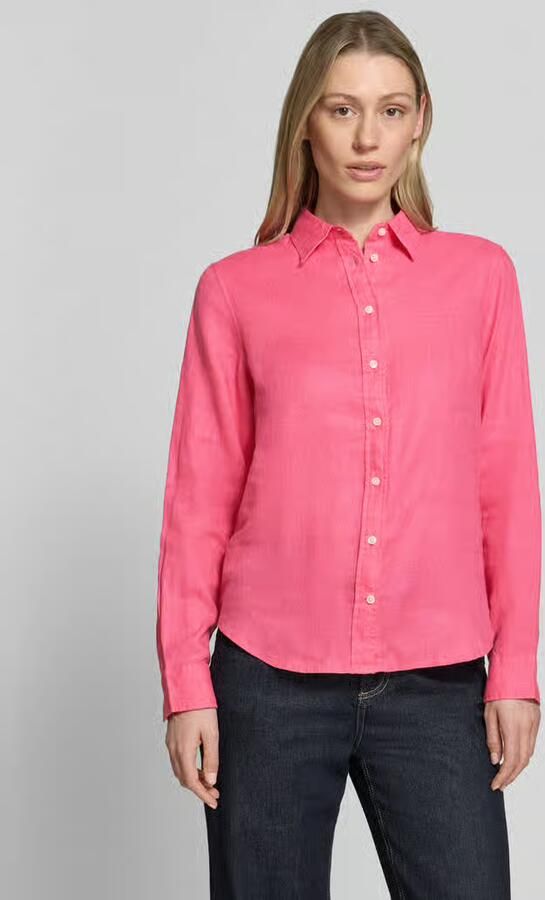 Gant regular fit linnen blouse met labelstitching - Foto 2
