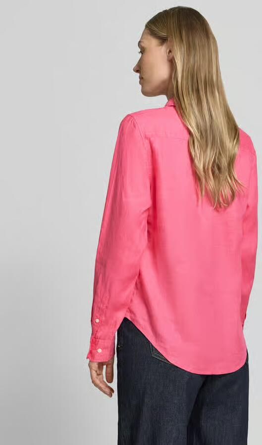 Gant regular fit linnen blouse met labelstitching - Foto 3