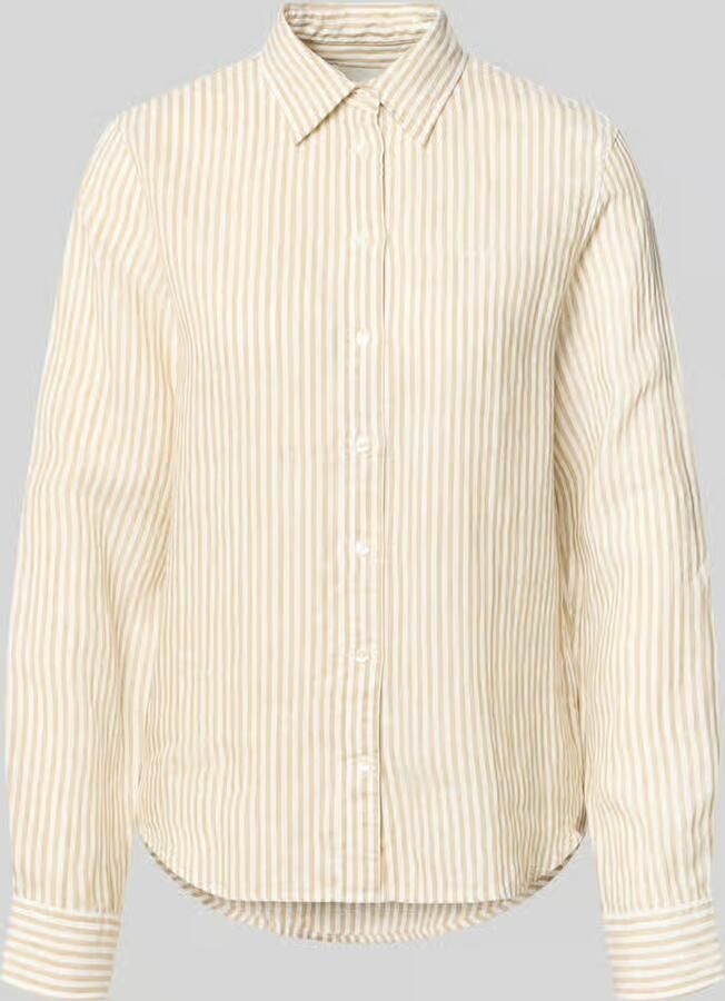 Gant regular fit linnen blouse met overhemdkraag en labelstitching - Foto 2