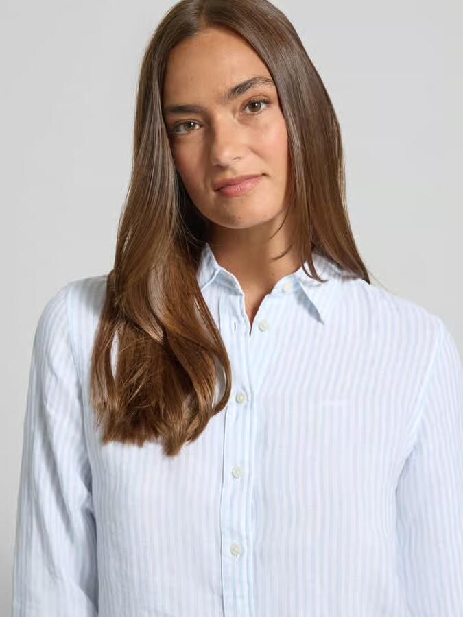 Gant regular fit linnen blouse met overhemdkraag en labelstitching
