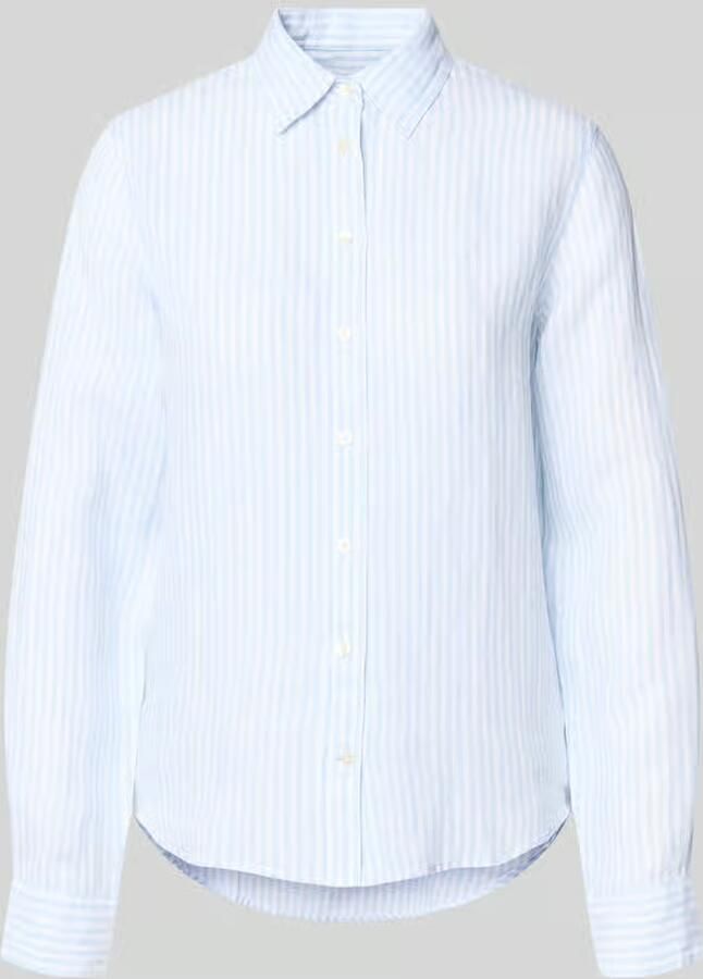 Gant regular fit linnen blouse met overhemdkraag en labelstitching - Foto 2