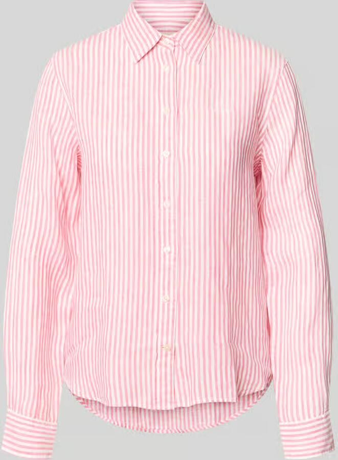 Gant regular fit linnen blouse met overhemdkraag en labelstitching - Foto 2