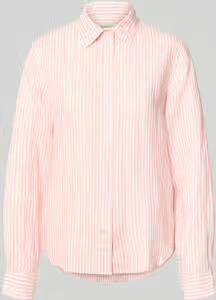 Gant regular fit linnen blouse met overhemdkraag en labelstitching