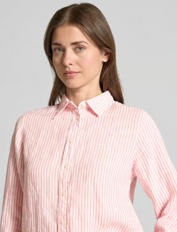 Gant regular fit linnen blouse met overhemdkraag en labelstitching
