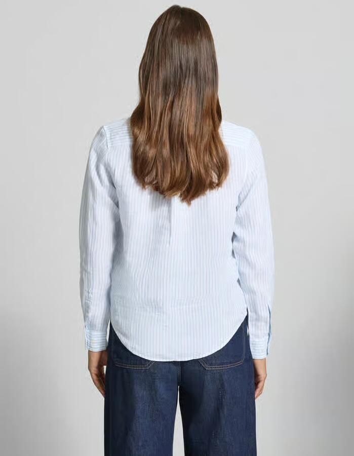 Gant regular fit linnen blouse met overhemdkraag en labelstitching - Foto 2