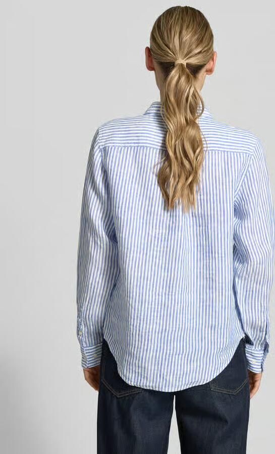 Gant regular fit linnen blouse met overhemdkraag en labelstitching - Foto 3