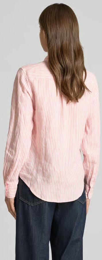 Gant regular fit linnen blouse met overhemdkraag en labelstitching - Foto 3