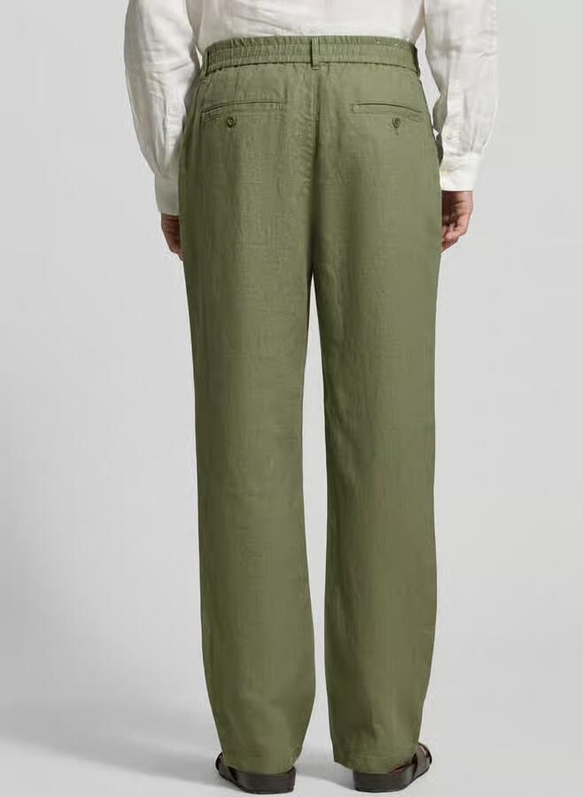 Gant regular fit linnen broek met elastische band