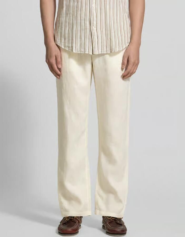 Gant regular fit linnen broek met elastische band - Foto 3