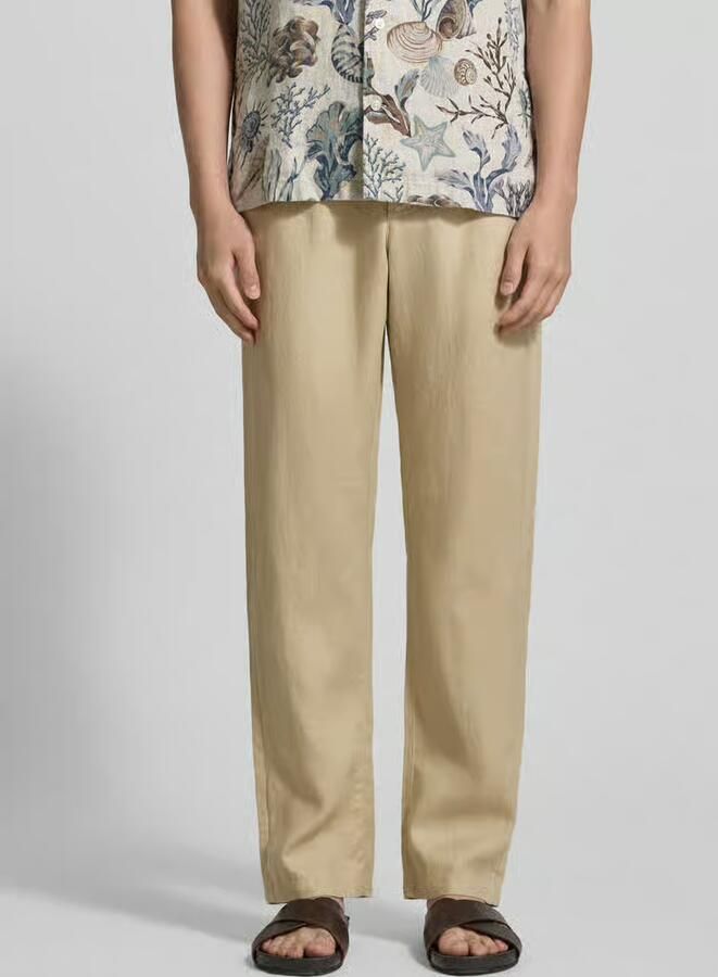 Gant regular fit linnen broek met elastische band - Foto 3