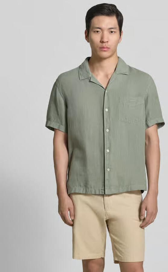 Gant regular fit linnen overhemd met borstzak en labelstitching - Foto 3