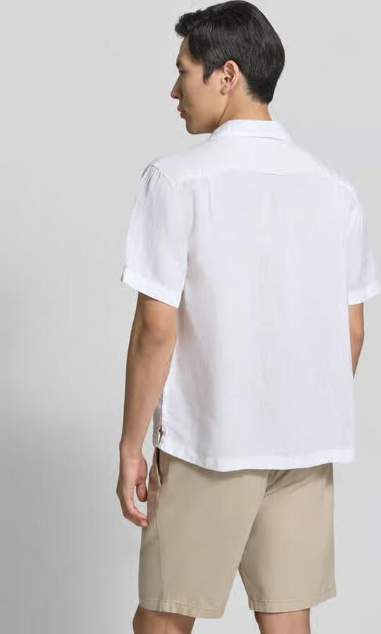 Gant regular fit linnen overhemd met borstzak en labelstitching