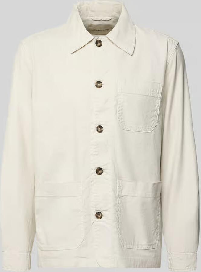 Gant regular fit overshirt van linnenmix - Foto 2