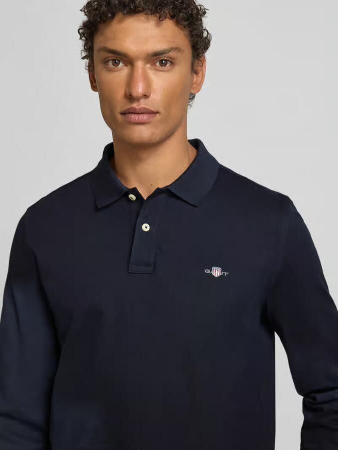 Gant Donkerblauwe polo met lange mouwen en 2 knopen Blue - Foto 6