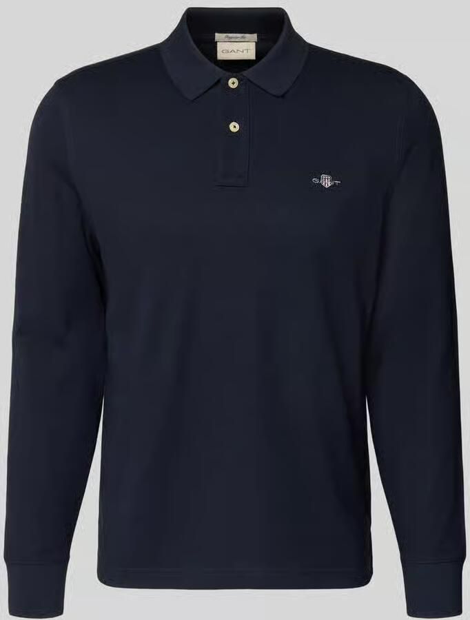 Gant Donkerblauwe polo met lange mouwen en 2 knopen Blue - Foto 4