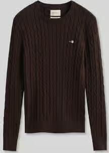 Gant Gebreide trui Stretch Cotton Cable C-Neck met logoborduursel op borsthoogte