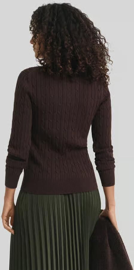 Gant Gebreide trui Stretch Cotton Cable C-Neck met logoborduursel op borsthoogte - Foto 3