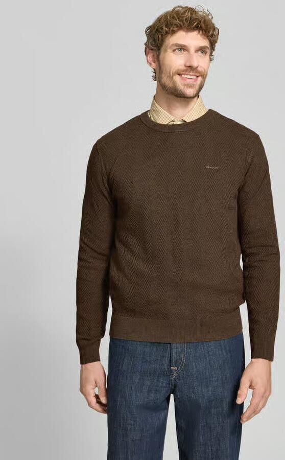 Gant Regular fit pullover van mix van katoen en wol - Foto 3