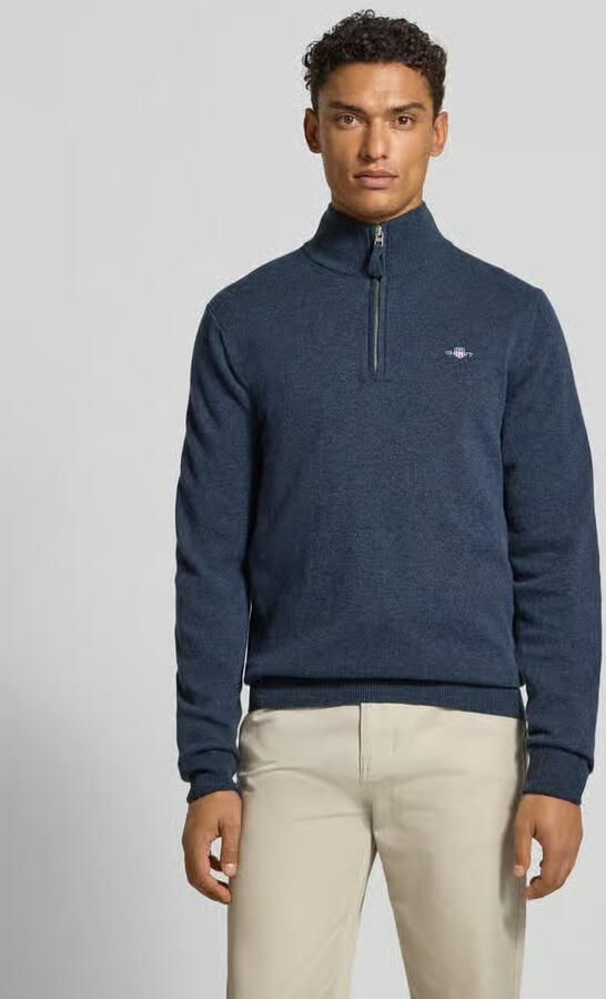 Gant Regular fit pullover in gebreide look van zuiver lamswol - Foto 9