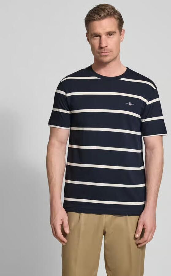 Gant Regular fit T-shirt met logostitching - Foto 4