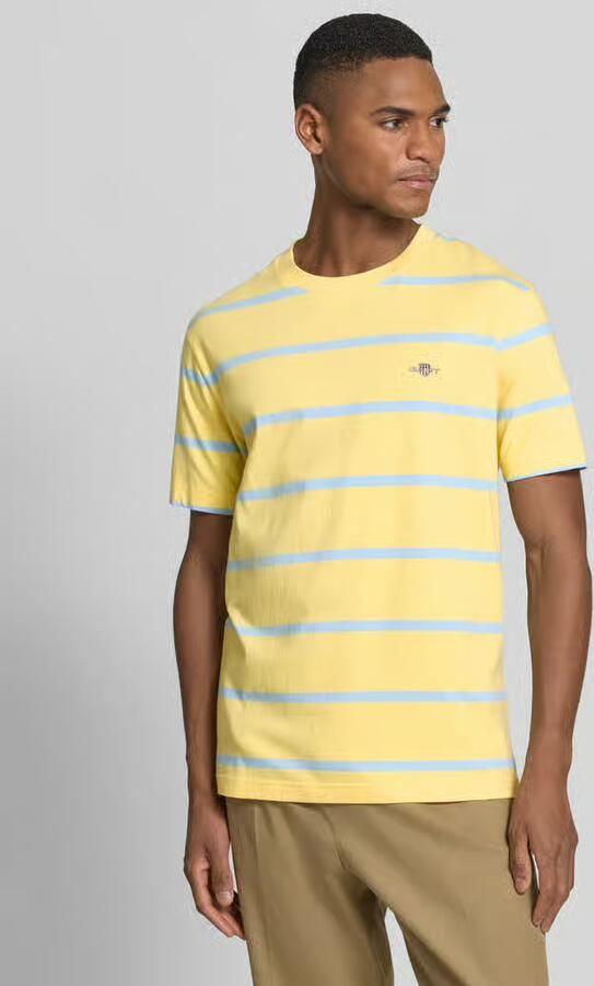 Gant Regular fit T-shirt met logostitching - Foto 3