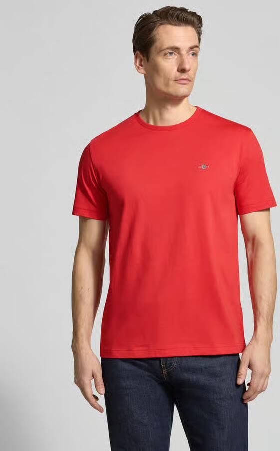 Gant Regular fit T-shirt met logostitching - Foto 4