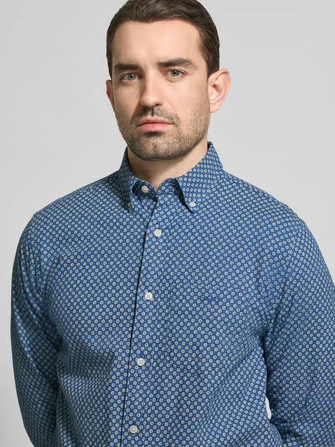 Gant regular fit vrijetijdsoverhemd van mix van katoen en linnen