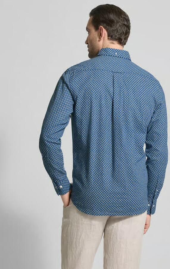 Gant regular fit vrijetijdsoverhemd van mix van katoen en linnen