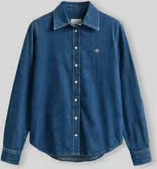 Gant Denim blouse met logostitching en sportmanchetten