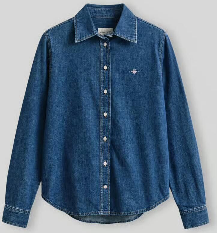 Gant Denim blouse met logostitching en sportmanchetten - Foto 2