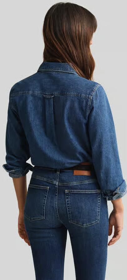 Gant Denim blouse met logostitching en sportmanchetten - Foto 3