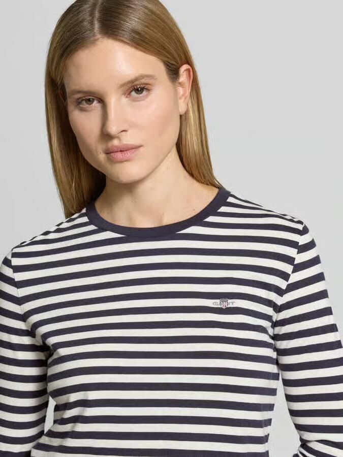 Gant Overhemdblouse REG POPLIN STRIPED SHIRT met een klein geborduurd logo op de borst