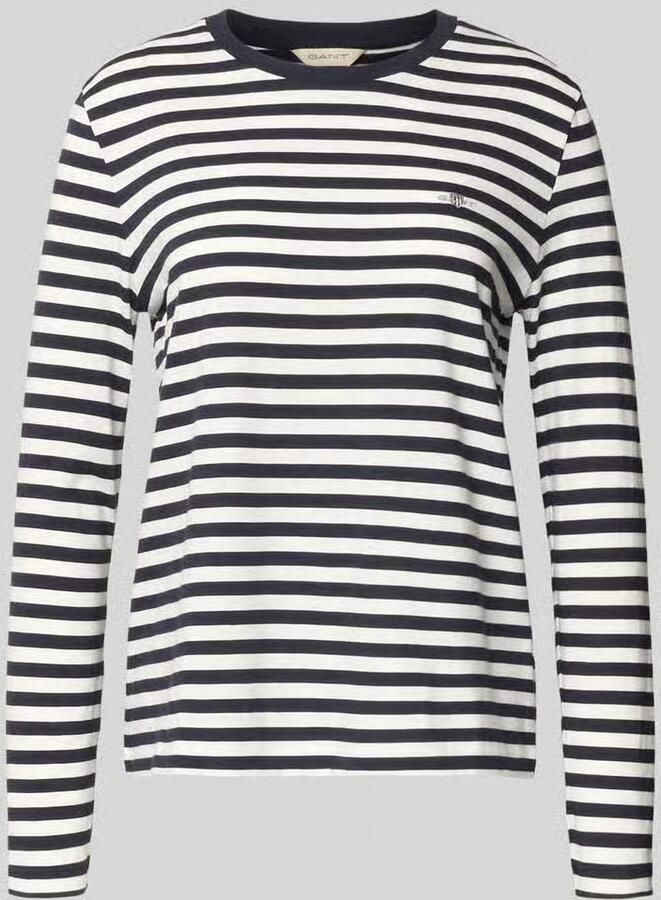 Gant Overhemdblouse REG POPLIN STRIPED SHIRT met een klein geborduurd logo op de borst - Foto 2