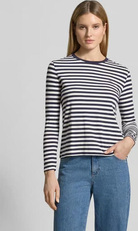 Gant Overhemdblouse REG POPLIN STRIPED SHIRT met een klein geborduurd logo op de borst - Foto 3