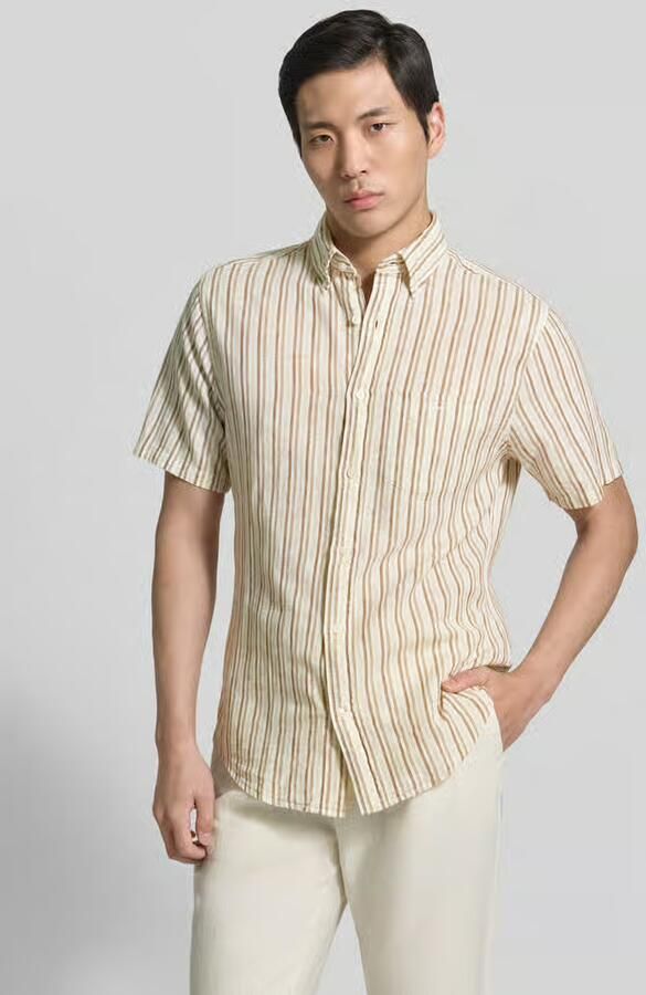 Gant slim fit linnen overhemd met borstzak - Foto 7