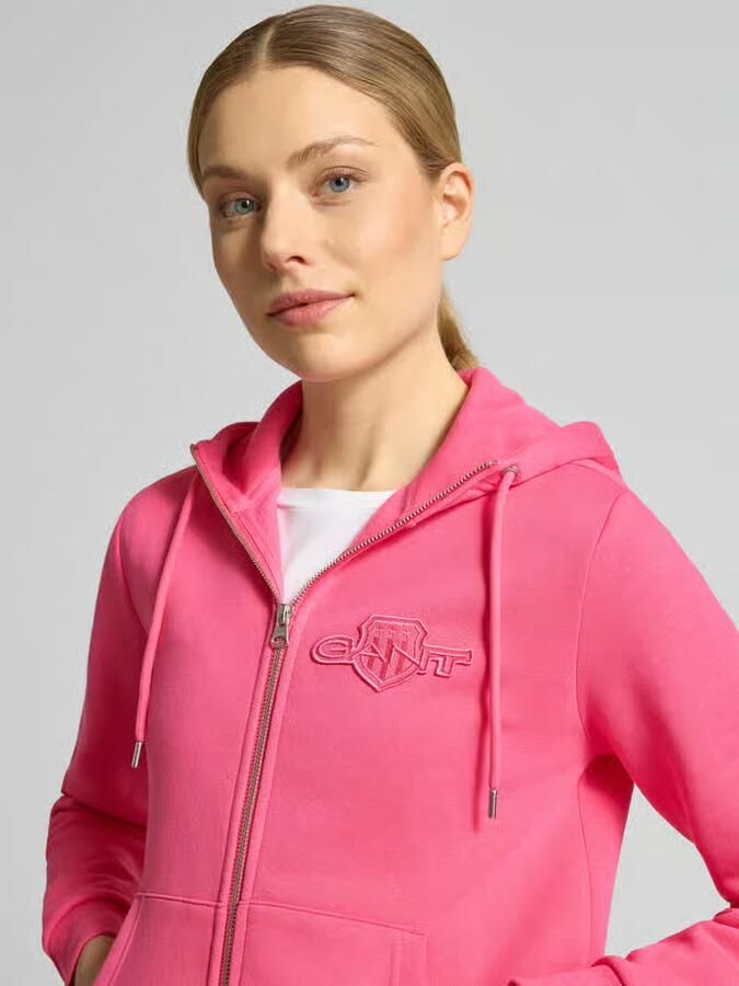 Gant regular fit blouse met opstaande kraag en ruches