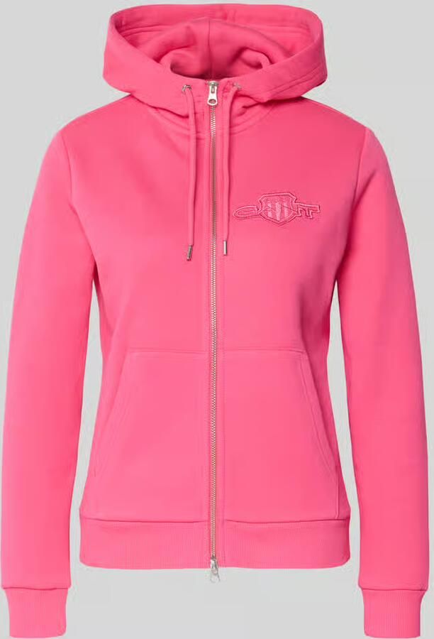 Gant regular fit blouse met opstaande kraag en ruches - Foto 3