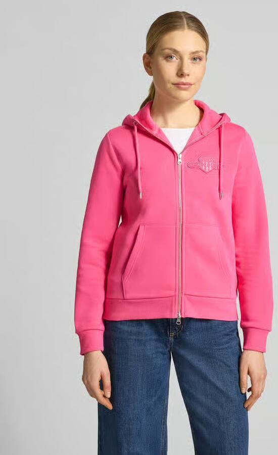 Gant sweatjack met tweewegritssluiting en labelpatch - Foto 2